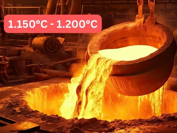 Nhiệt độ nóng chảy của Gang dao động từ 1.150°C đến 1.200°C