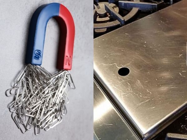Nhận biết bằng nam châm hoặc vết xước trên bề mặt