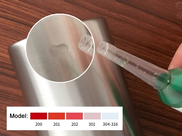 Nhận biết inox 201 và 304 bằng dung dịch thử inox
